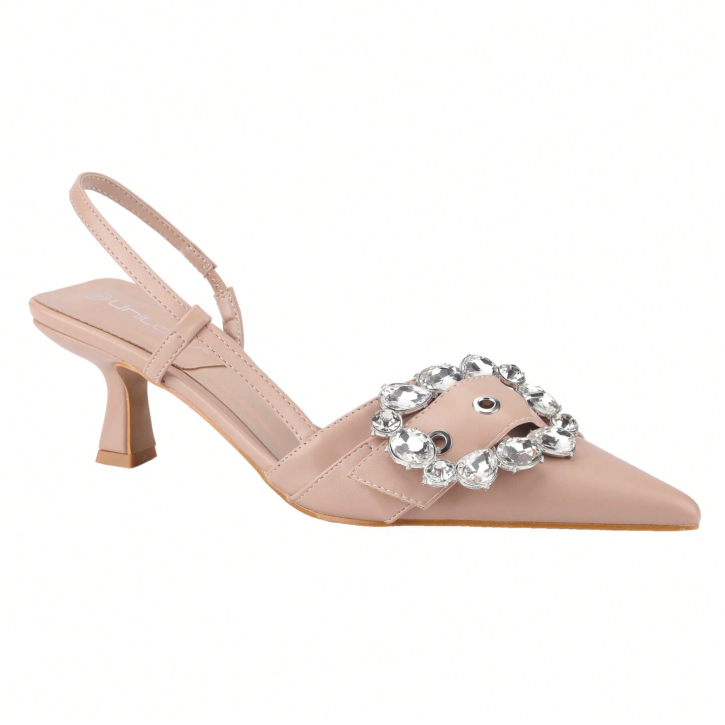 Stiletto Pumps Kitten Heel Slingback Sandals Strappy Closed Pointed Toe Mule Heels Backless Rhinestones Dress Shoes For Party Office Date