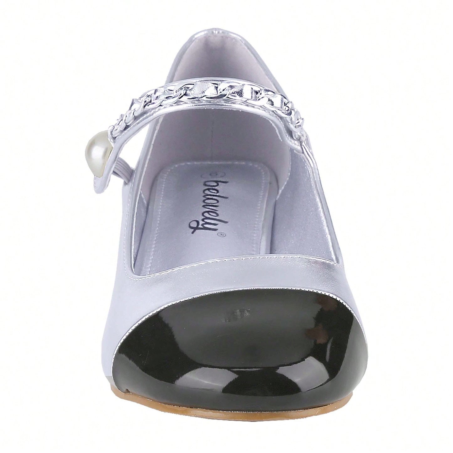 Women's Elegant Pearl-Chain Embellished French Mary Jane Pumps Patent High Heels
