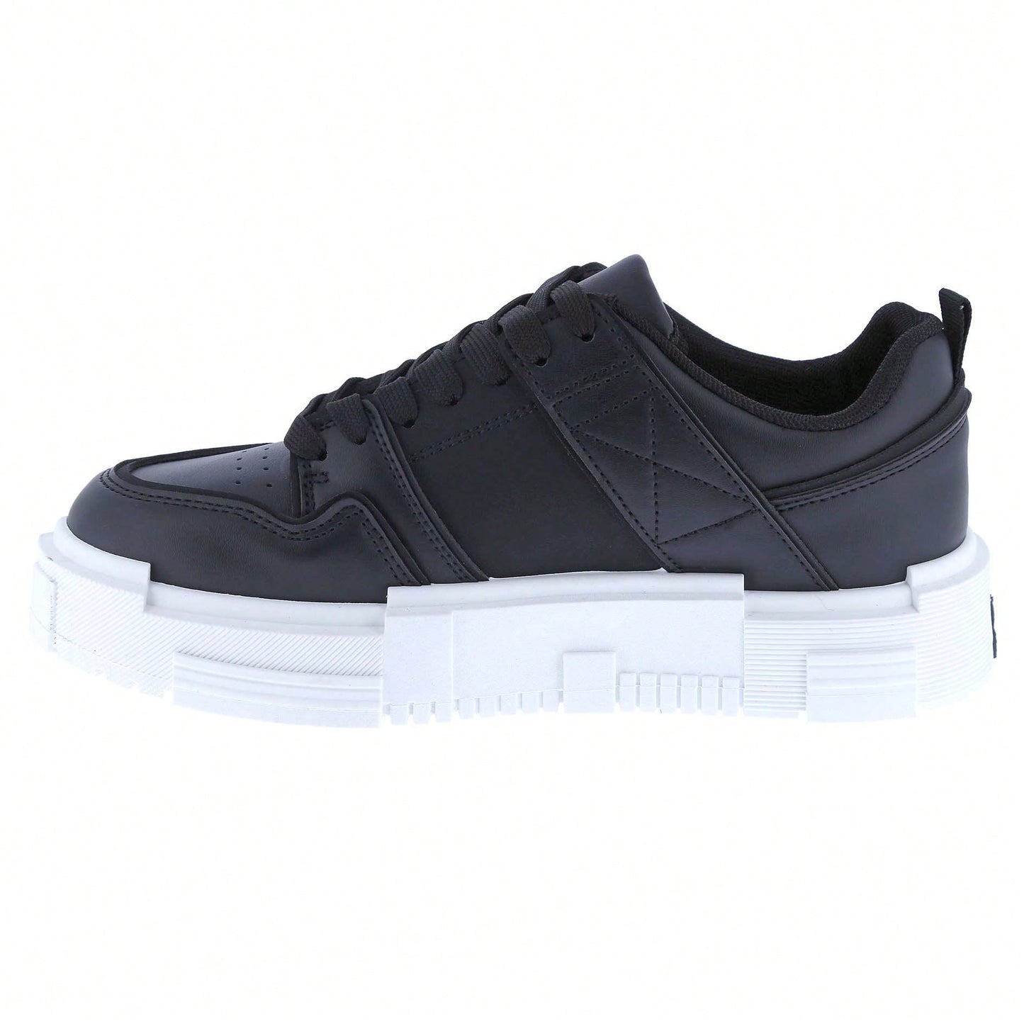 Women Lace-Up Leather Platform Open Skate Low-Top Sneakers Outdoor Trainer