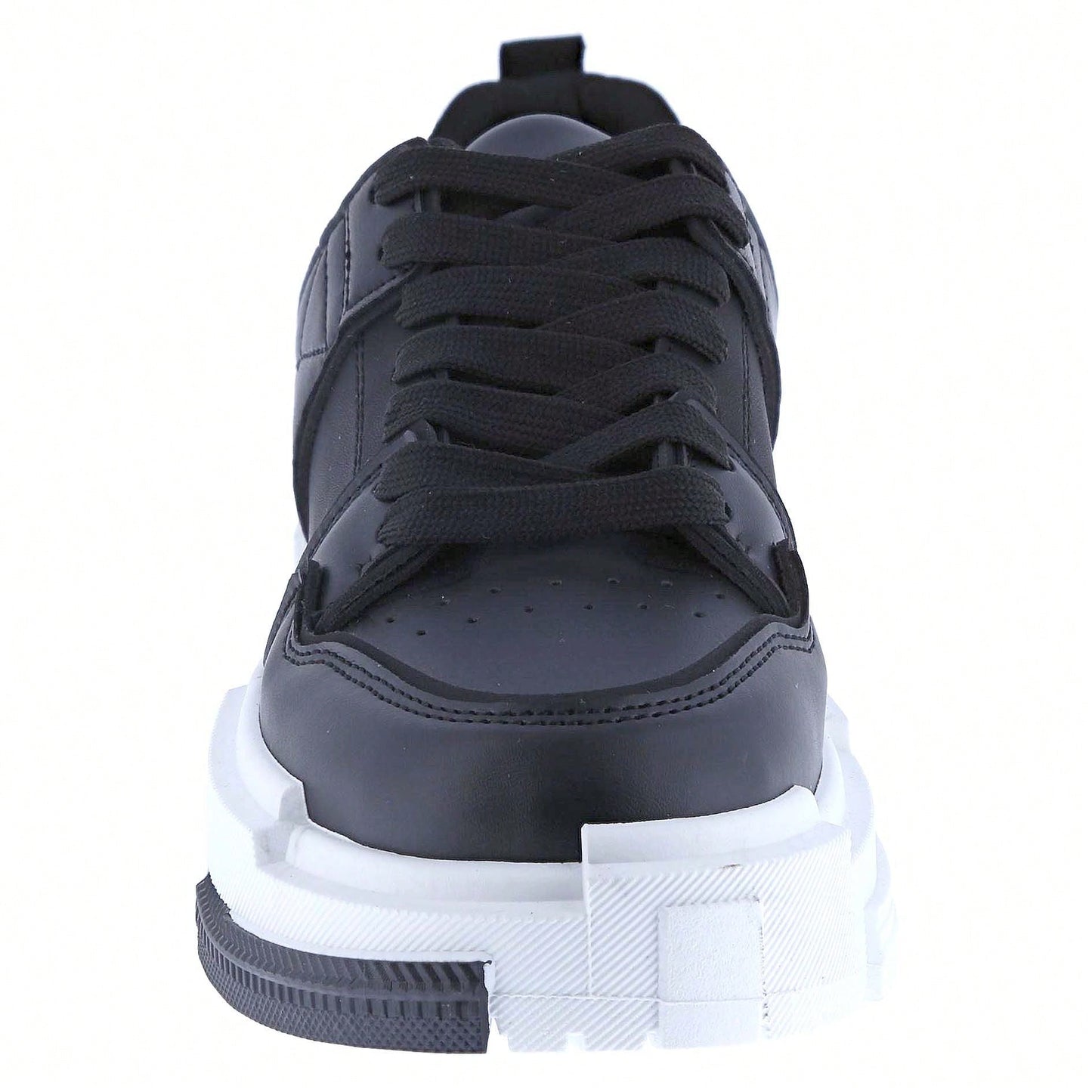 Women Lace-Up Leather Platform Open Skate Low-Top Sneakers Outdoor Trainer