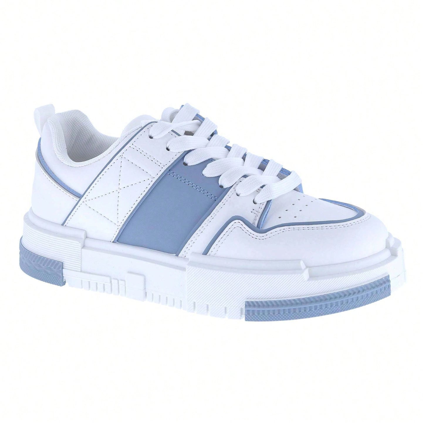 Women Lace-Up Leather Platform Open Skate Low-Top Sneakers Outdoor Trainer