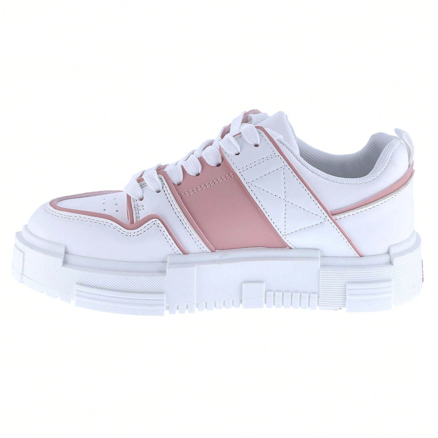 Women Lace-Up Leather Platform Open Skate Low-Top Sneakers Outdoor Trainer