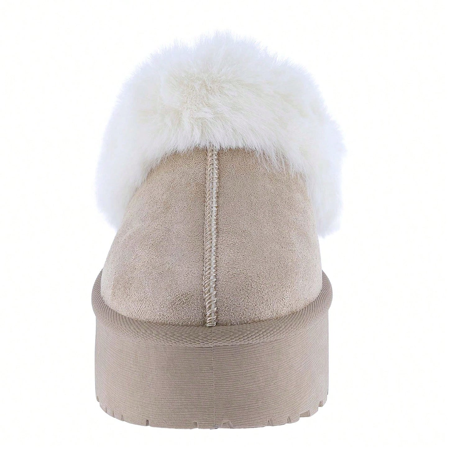 Women's Faux Fur Slip-On Platform Winter Mules Fluffy Suede Comfort Slippers