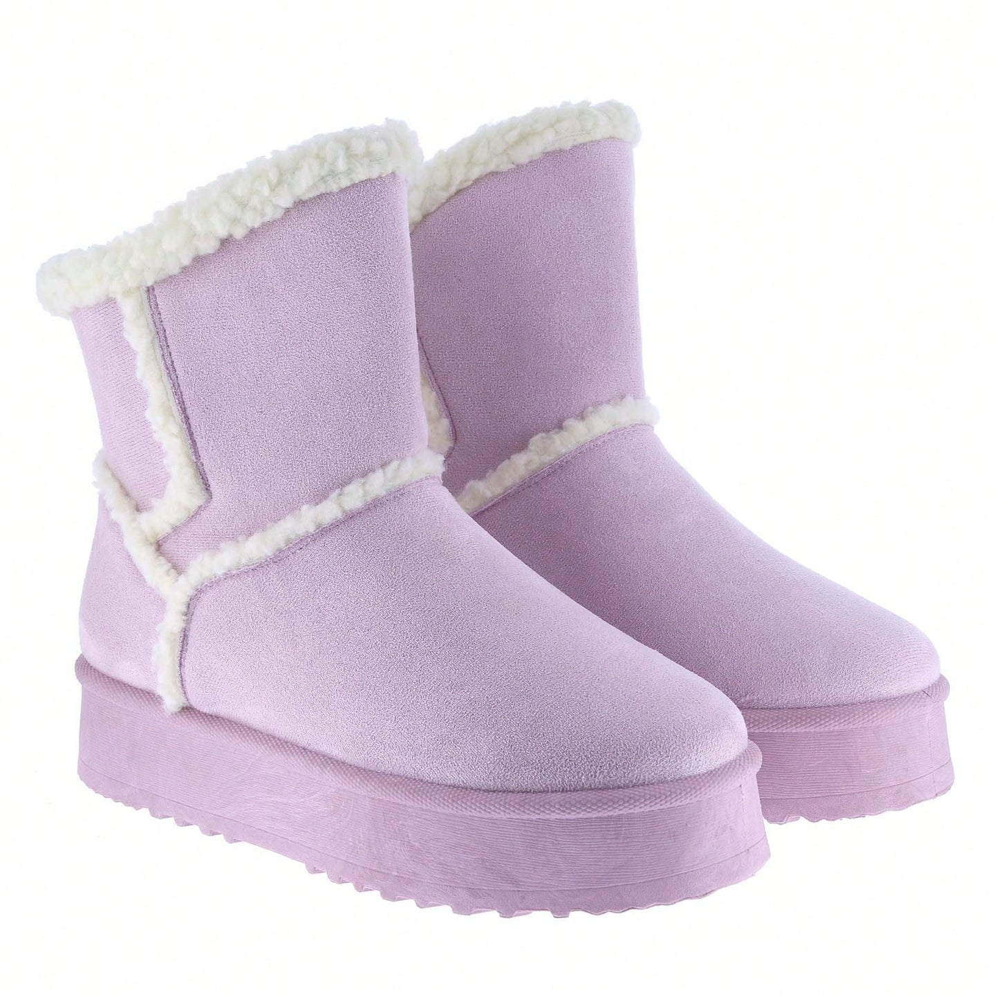 Women Warm Outdoor Snow Ankle Boots Platform Winter Boots With Faux Fur Lining Slip On Lug Sole Ankle Booties