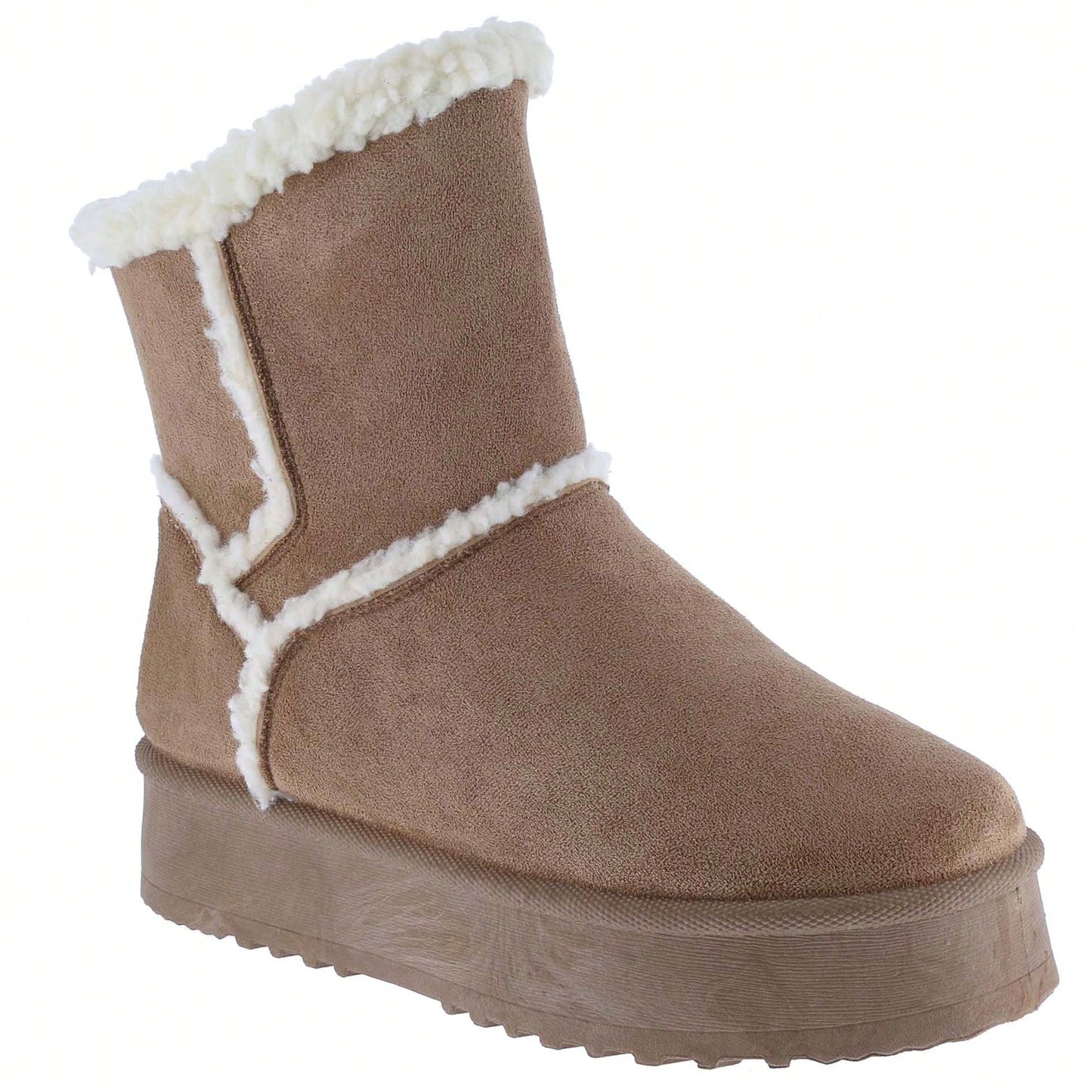 Women Warm Outdoor Snow Ankle Boots Platform Winter Boots With Faux Fur Lining Slip On Lug Sole Ankle Booties