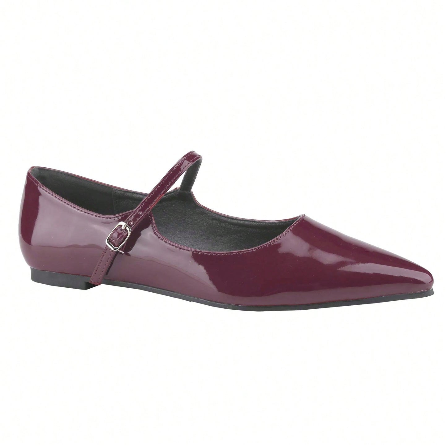 Women's Mary Janes Adjustable Straps Pointed Toe Flats Dress Shoes Retro Patent Leather Ballet