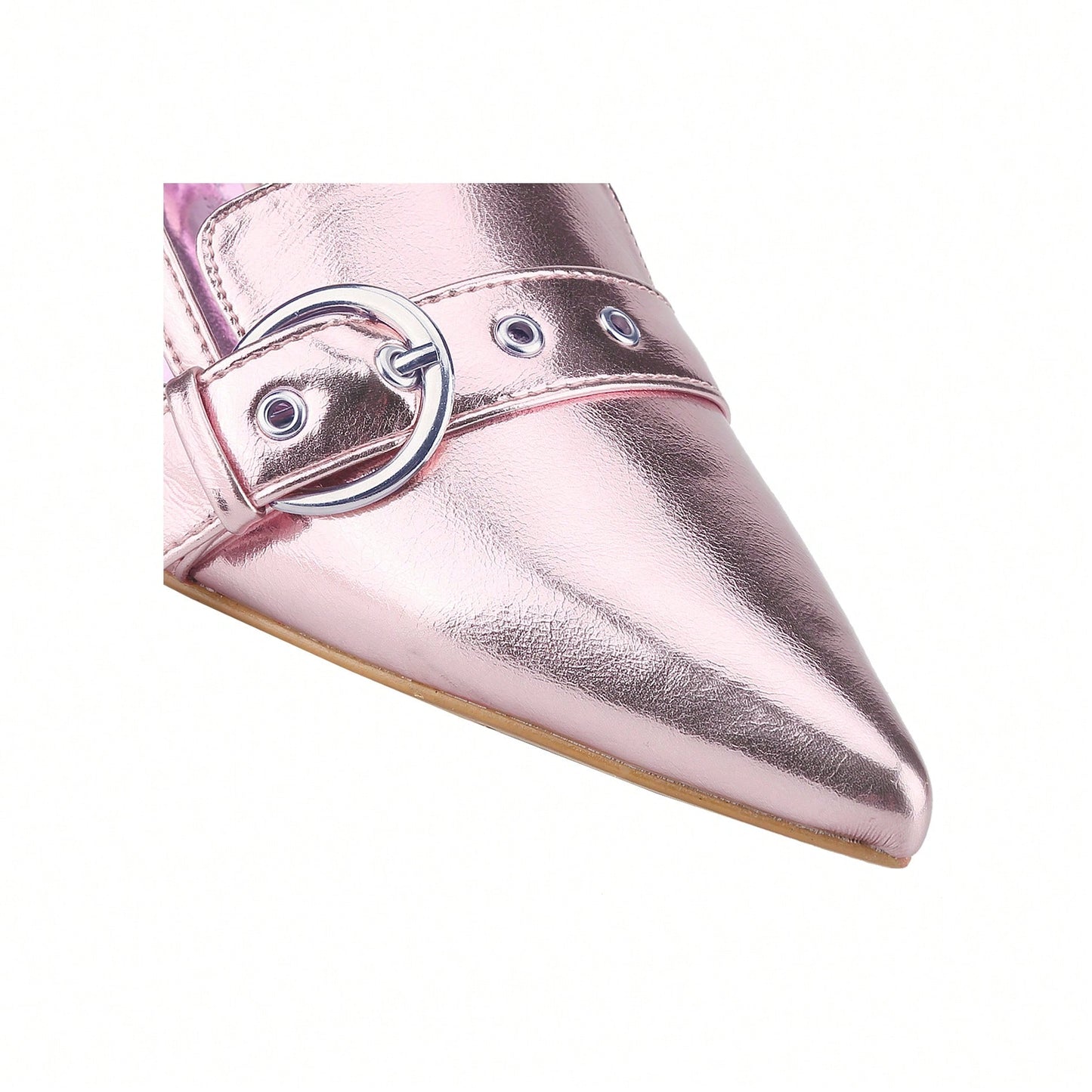 Women's Slingback Buckle Strap Upper Pointed Toe Kitten Heel