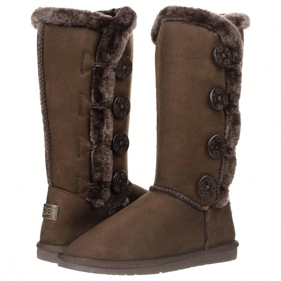 Women's Snow Boots Fleece Lined Solid Color Mid-Calf Flat Snow Boots Fur Lined Winter Boots