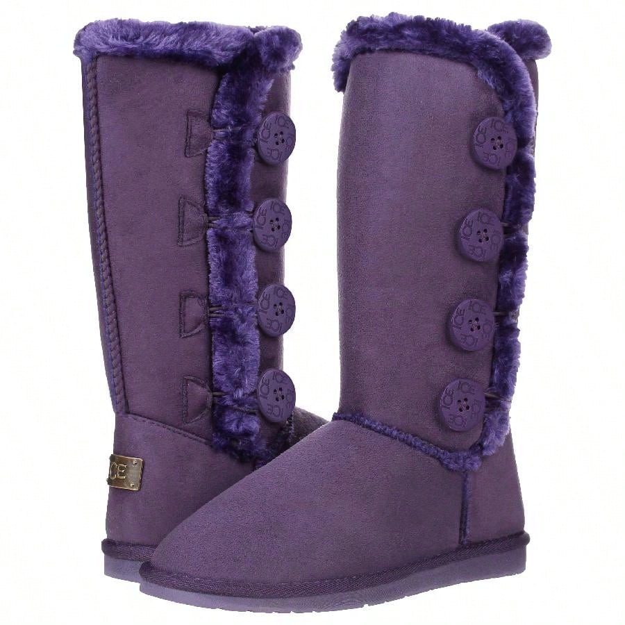 Women's Snow Boots Fleece Lined Solid Color Mid-Calf Flat Snow Boots Fur Lined Winter Boots