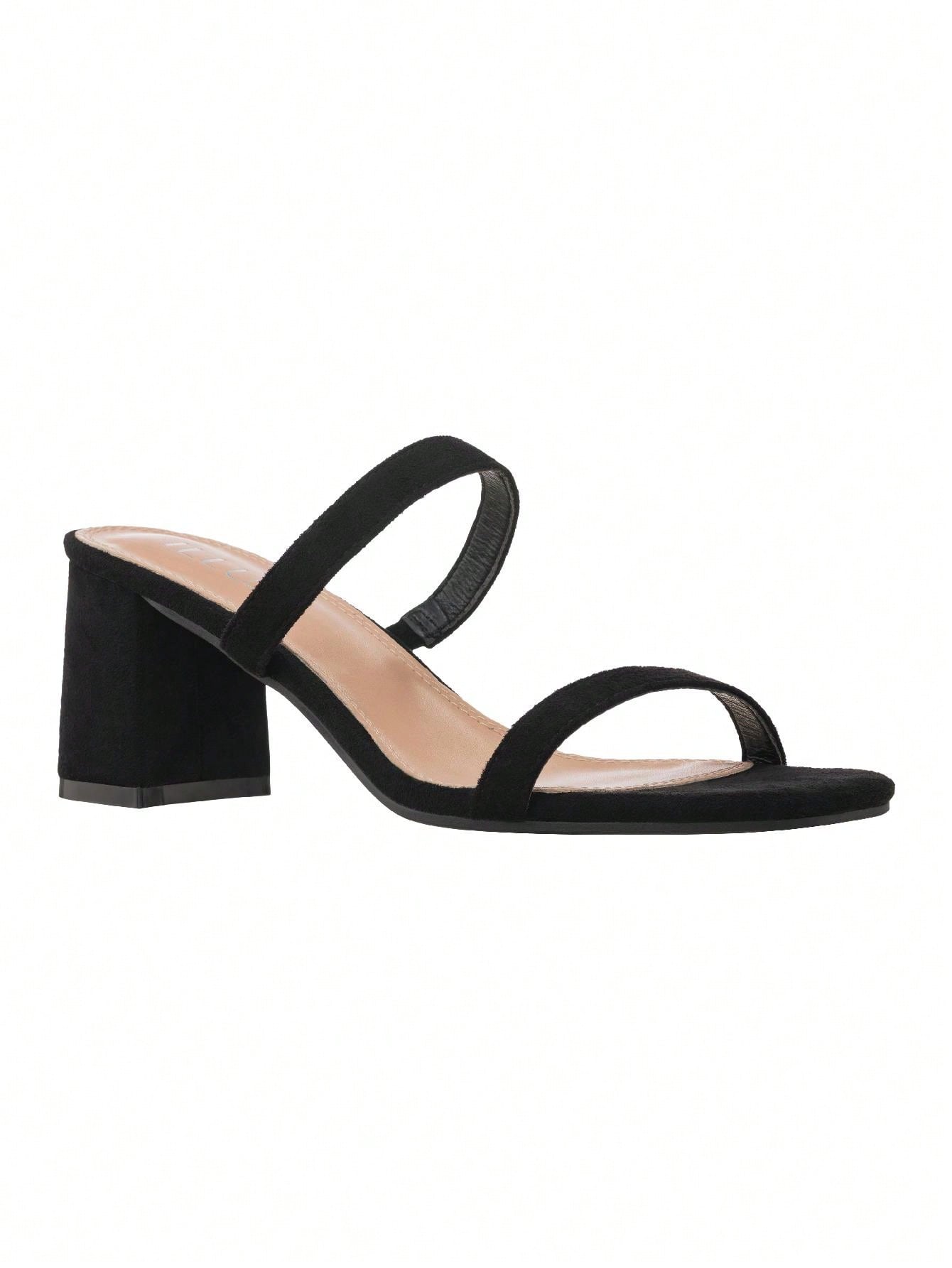 Women's Minimalist Chunky Heeled Mule Sandals Fashionable Elegant Summer Heeled Sandals Block Heel Square Toe Heeled Sandal PU