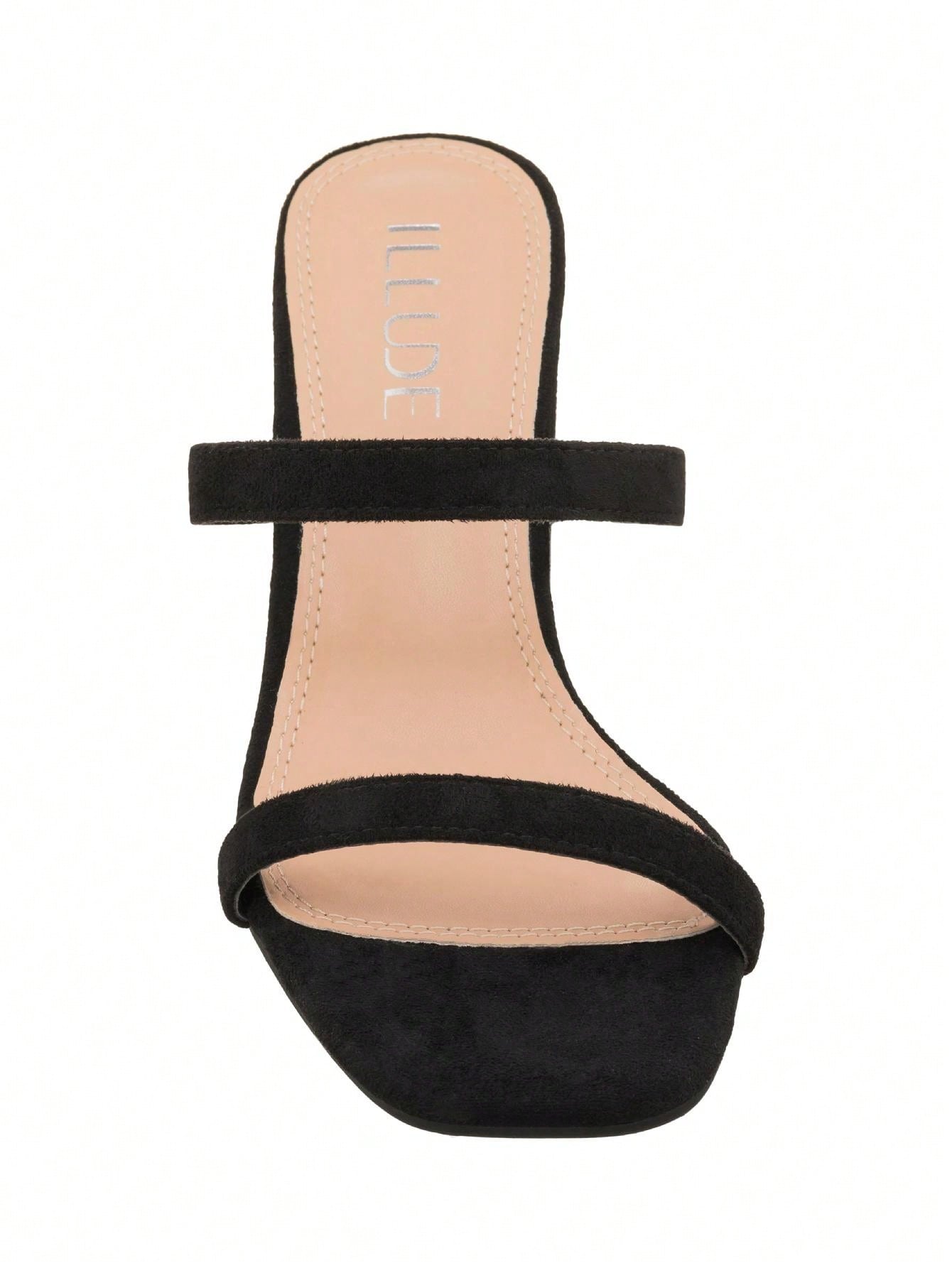 Women's Minimalist Chunky Heeled Mule Sandals Fashionable Elegant Summer Heeled Sandals Block Heel Square Toe Heeled Sandal PU