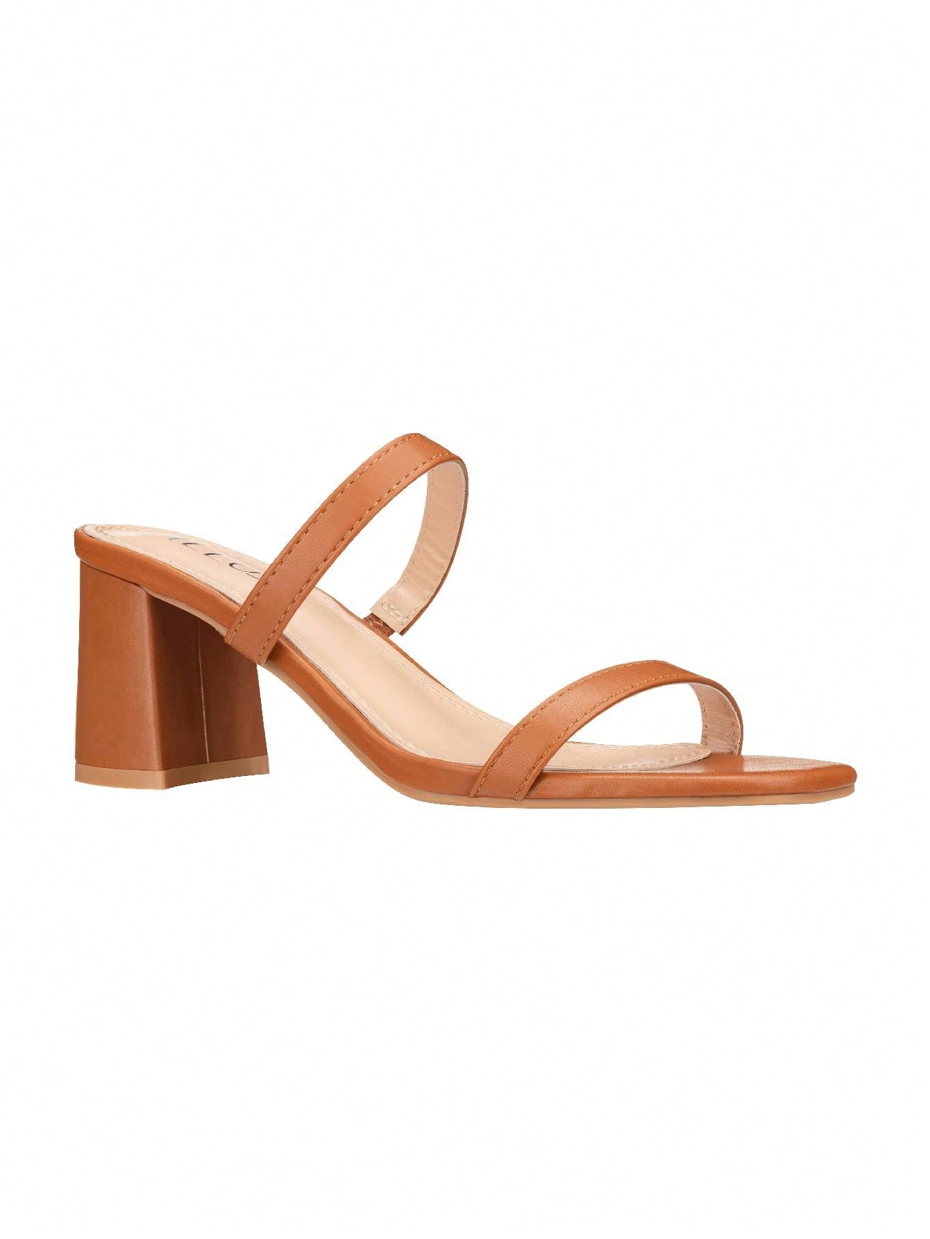 Women's Minimalist Chunky Heeled Mule Sandals Fashionable Elegant Summer Heeled Sandals Block Heel Square Toe Heeled Sandal