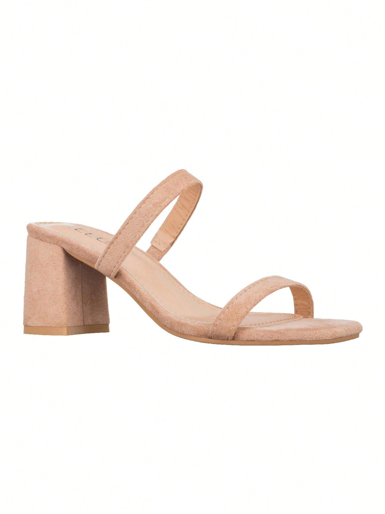 Women's Minimalist Chunky Heeled Mule Sandals Fashionable Elegant Summer Heeled Sandals Block Heel Square Toe Heeled Sandal PU