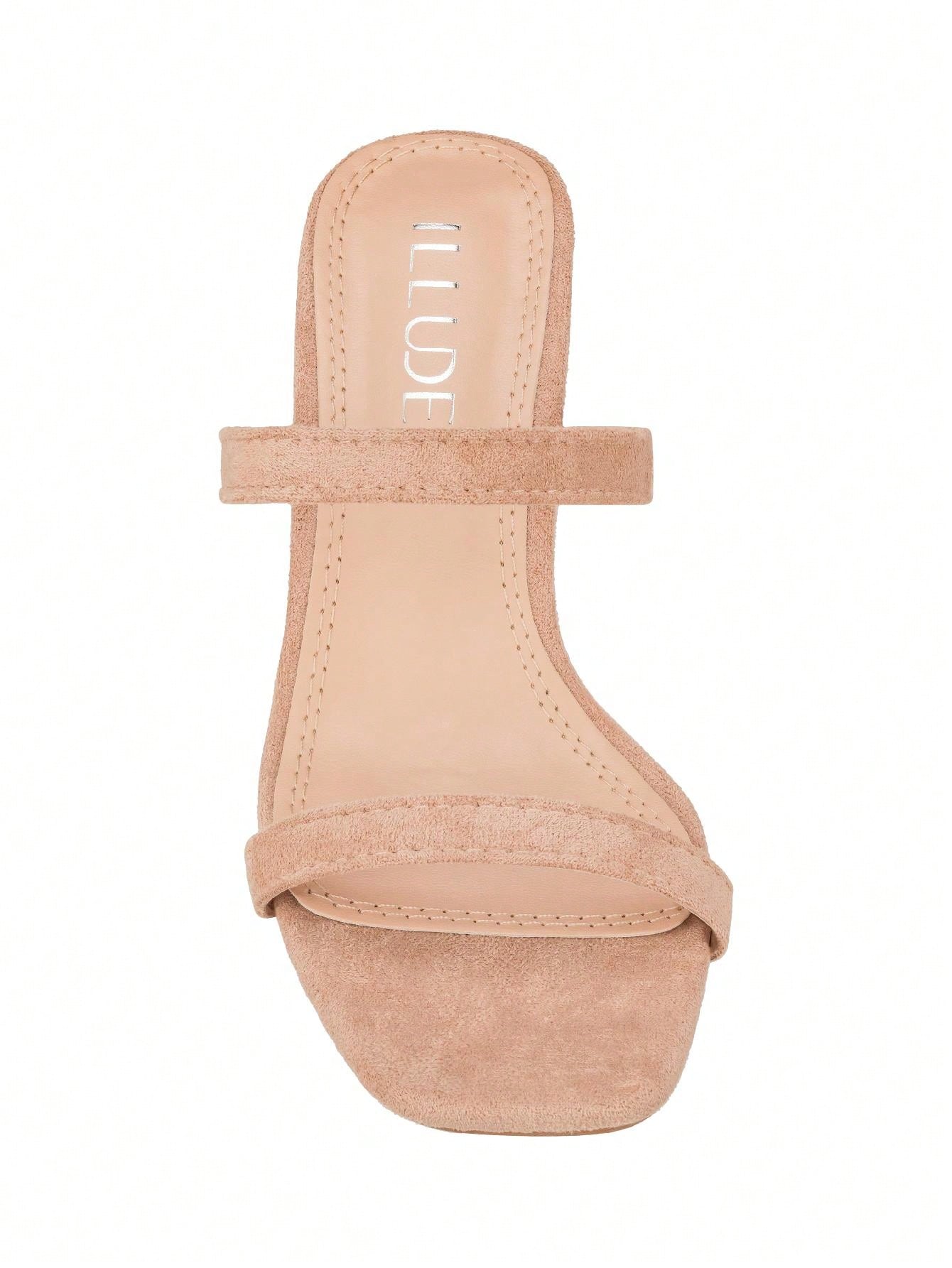 Women's Minimalist Chunky Heeled Mule Sandals Fashionable Elegant Summer Heeled Sandals Block Heel Square Toe Heeled Sandal PU