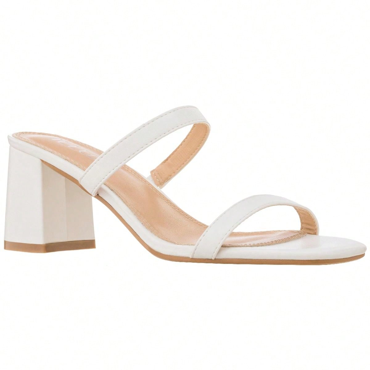 Women's Minimalist Chunky Heeled Mule Sandals Fashionable Elegant Summer Heeled Sandals Block Heel Square Toe Heeled Sandal PU