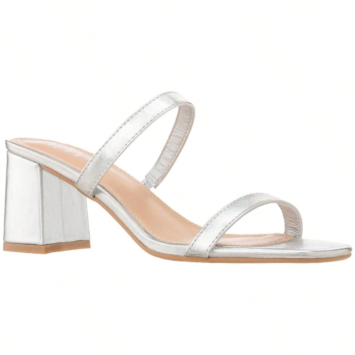 Women's Minimalist Chunky Heeled Mule Sandals Fashionable Elegant Summer Heeled Sandals Block Heel Square Toe Heeled Sandal PU