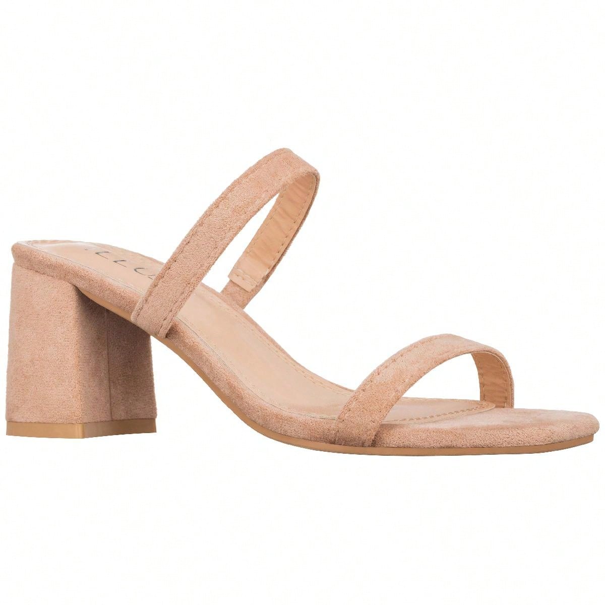 Women's Minimalist Chunky Heeled Mule Sandals Fashionable Elegant Summer Heeled Sandals Block Heel Square Toe Heeled Sandal
