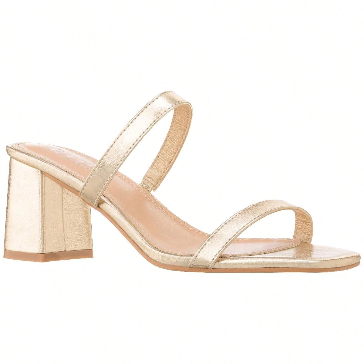 Women's Minimalist Chunky Heeled Mule Sandals Fashionable Elegant Summer Heeled Sandals Block Heel Square Toe Heeled Sandal PU