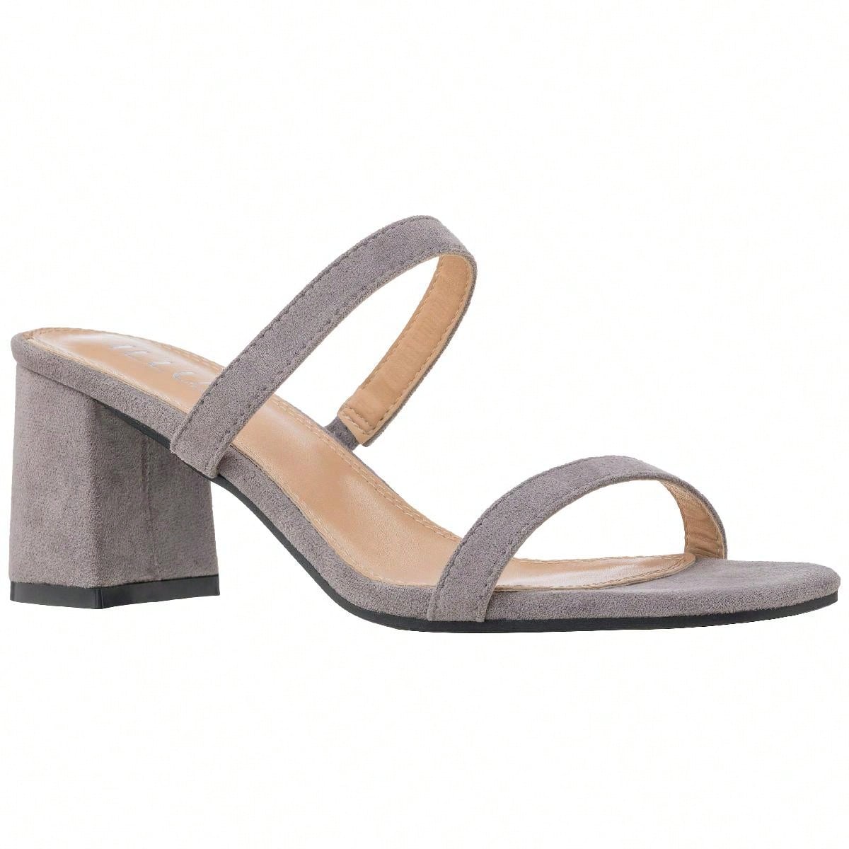 Women's Minimalist Chunky Heeled Mule Sandals Fashionable Elegant Summer Heeled Sandals Block Heel Square Toe Heeled Sandal PU