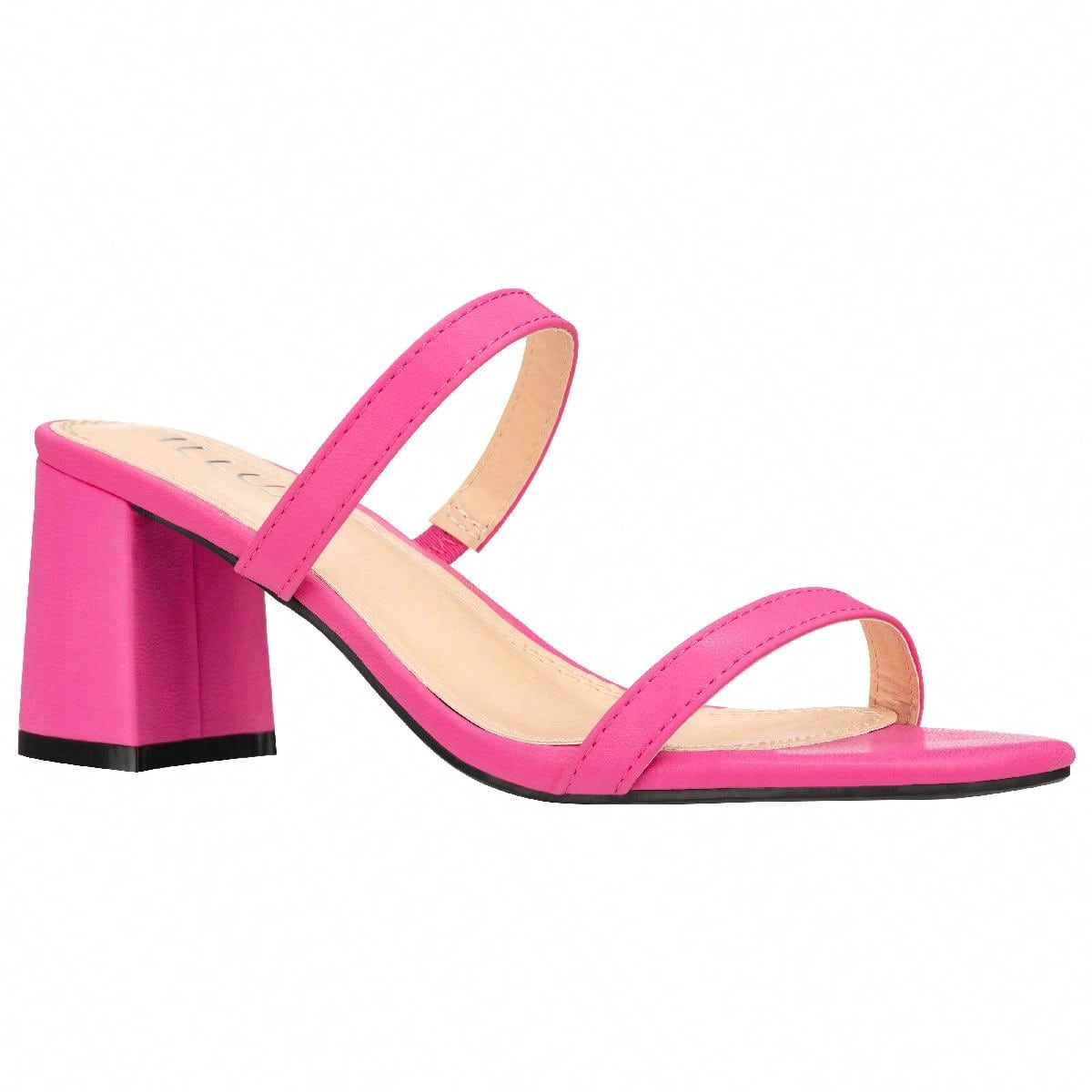 Women's Minimalist Chunky Heeled Mule Sandals Fashionable Elegant Summer Heeled Sandals Block Heel Square Toe Heeled Sandal PU
