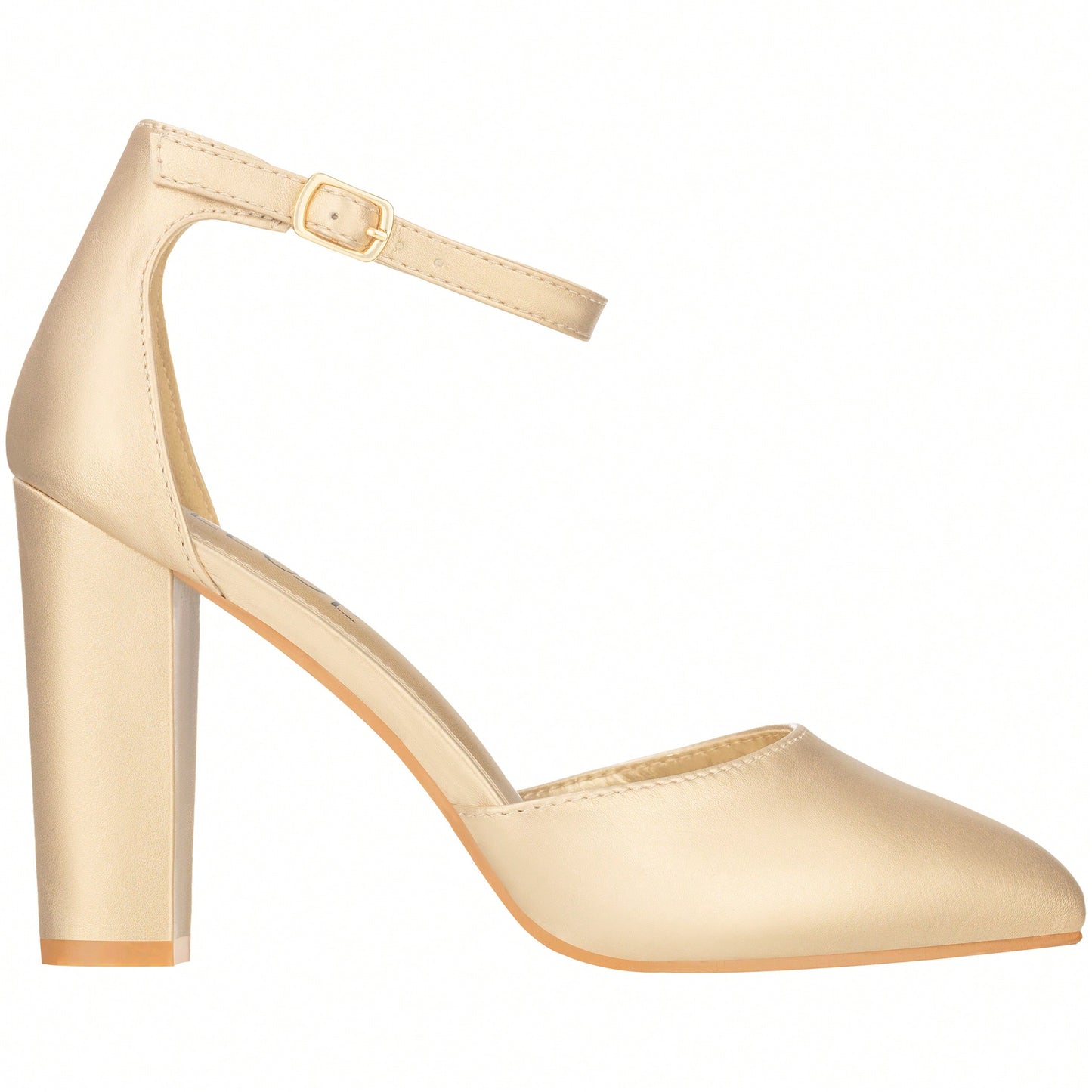 Women Point Toe Chunky Heeled Pumps Ankle Strap Pumps High Heel Ankle Strap Pump
