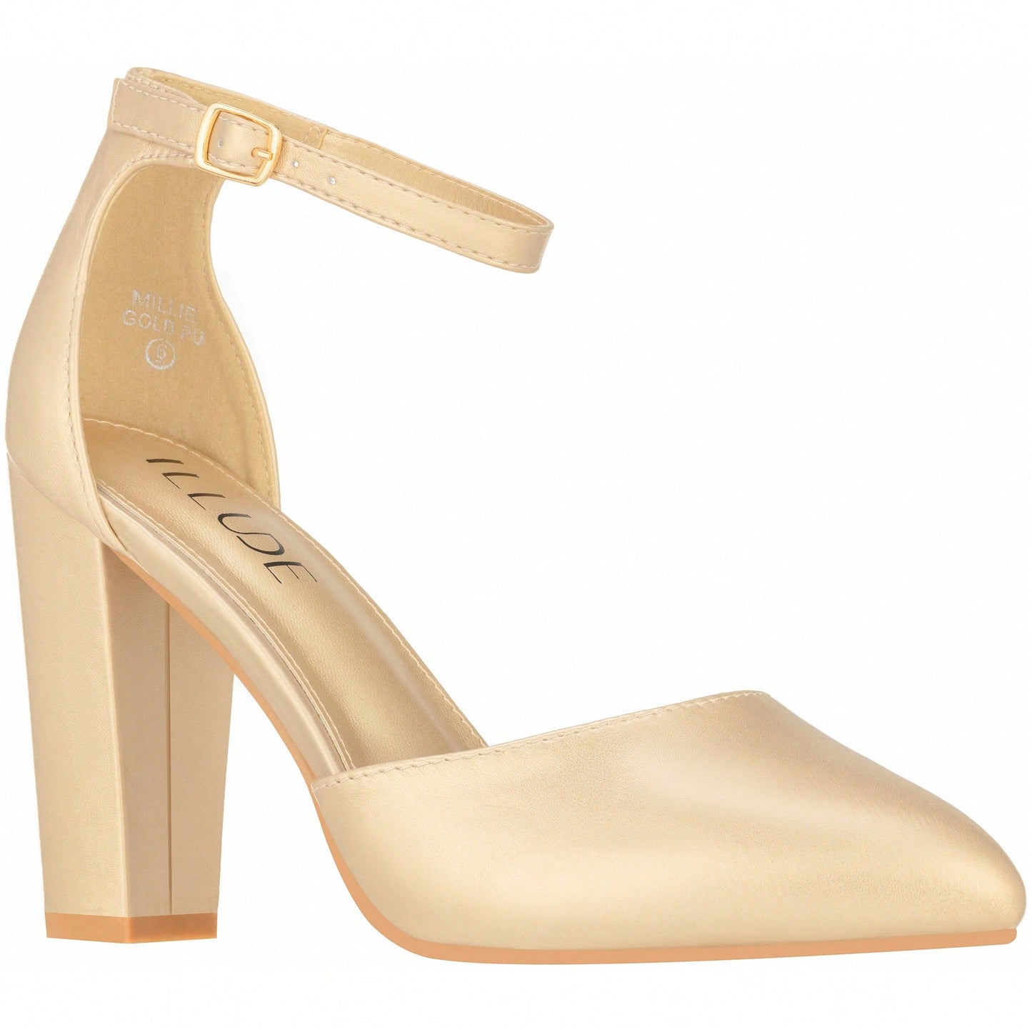 Women Point Toe Chunky Heeled Pumps Ankle Strap Pumps High Heel Ankle Strap Pump