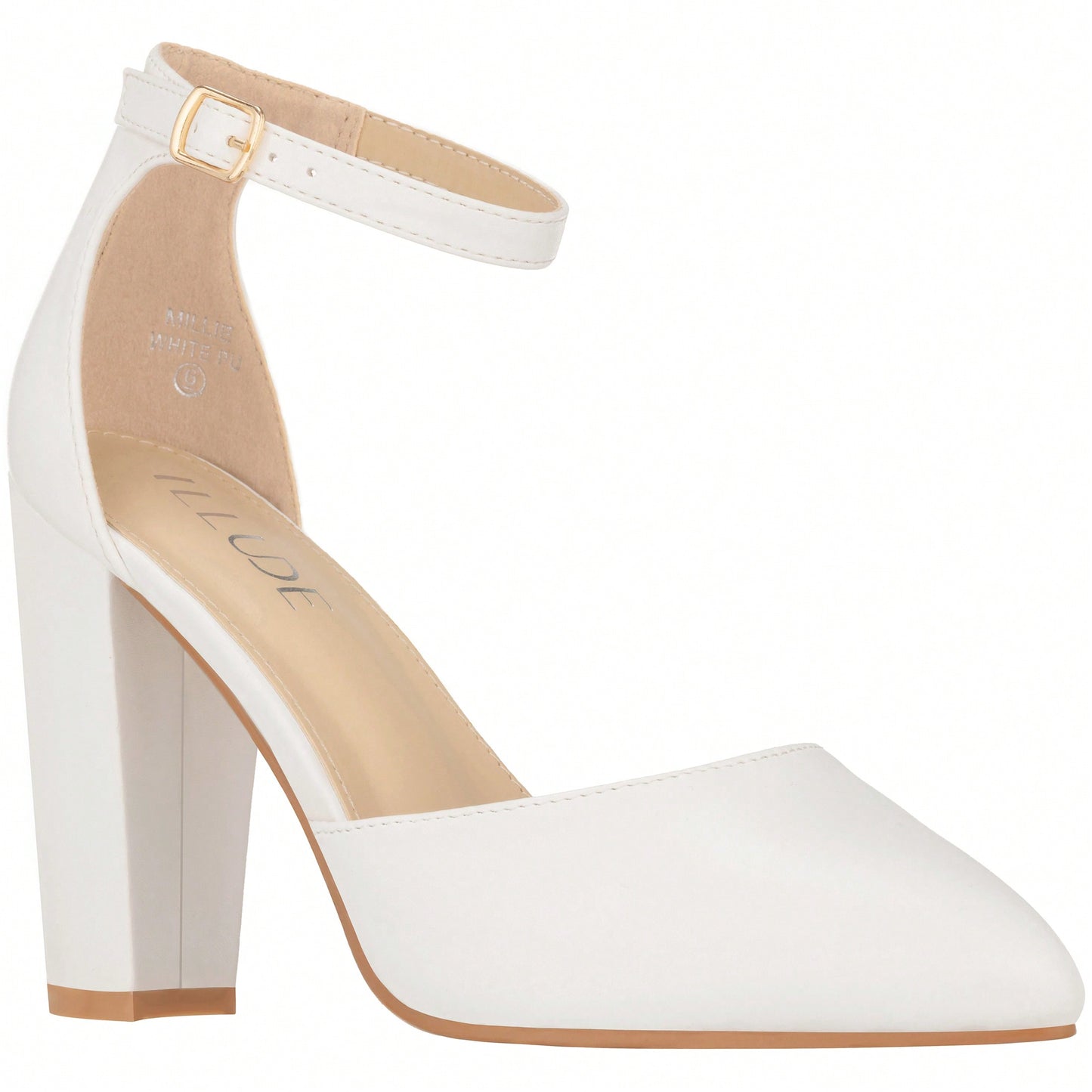 Women Point Toe Chunky Heeled Pumps Ankle Strap Pumps High Heel Ankle Strap Pump