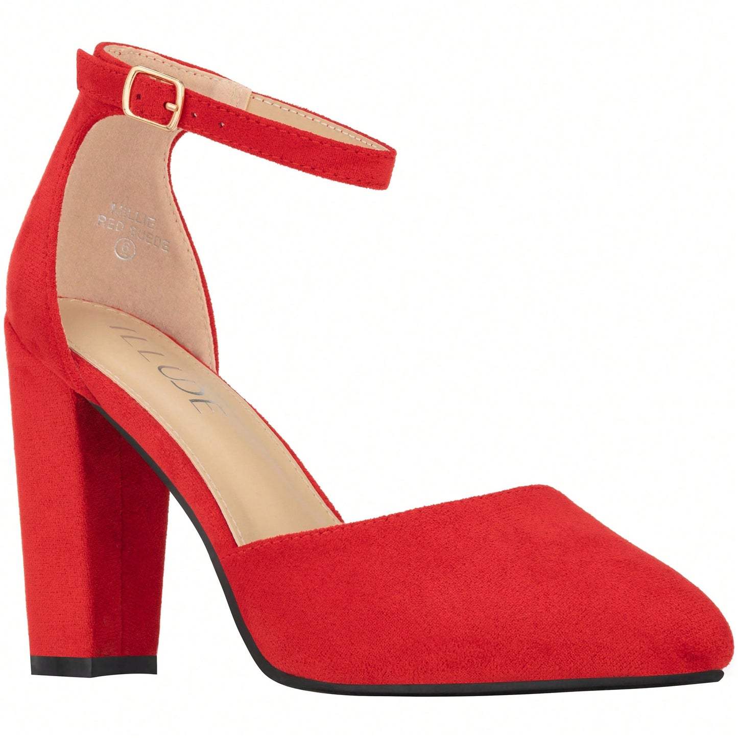 Women Point Toe Chunky Heeled Pumps Ankle Strap Pumps High Heel Ankle Strap Pump