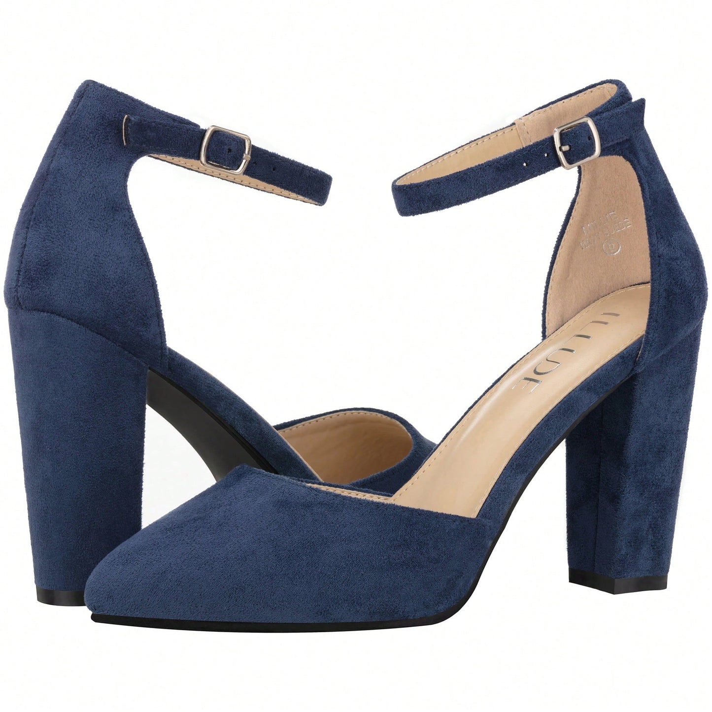 Women Point Toe Chunky Heeled Pumps Ankle Strap Pumps High Heel Ankle Strap Pump