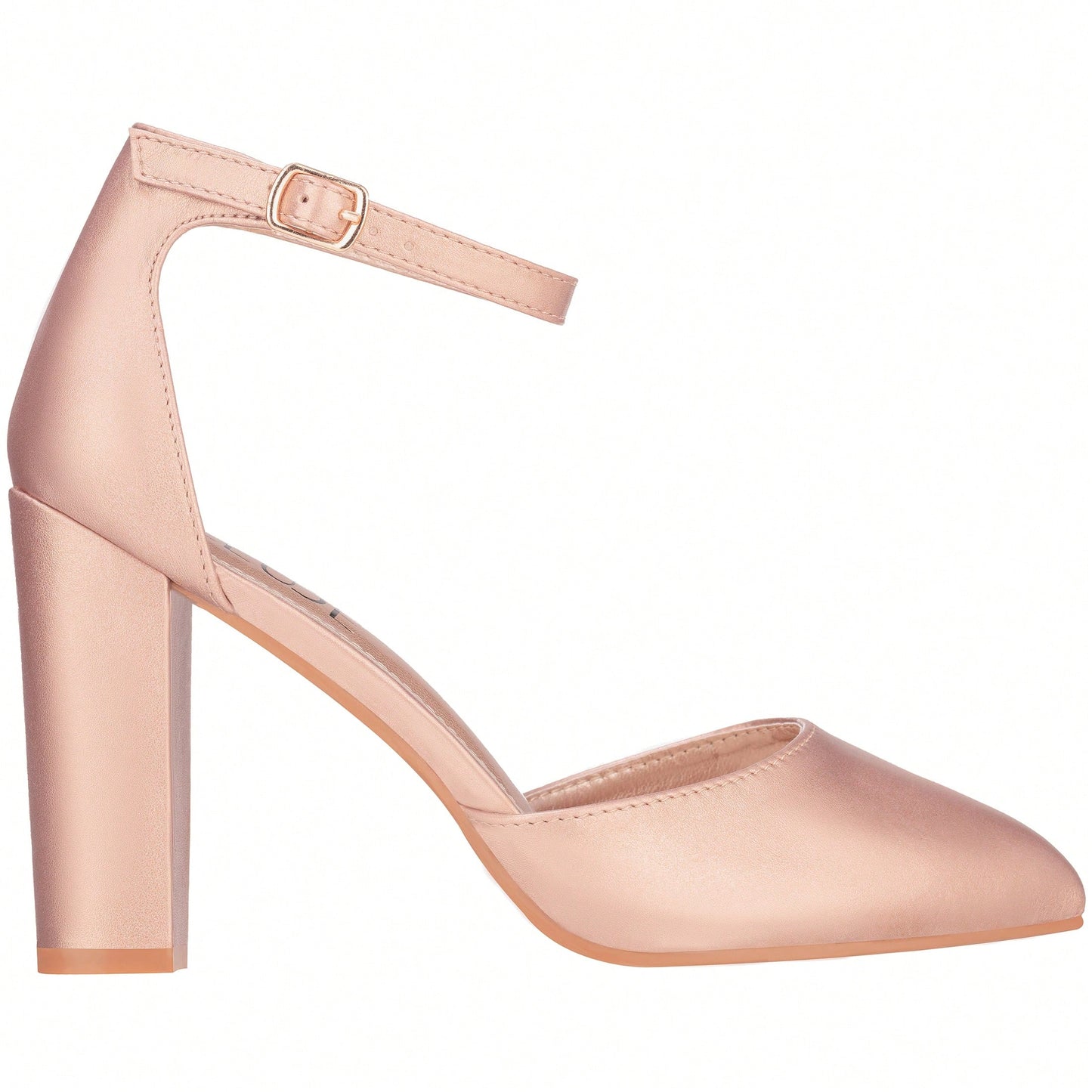 Women Point Toe Chunky Heeled Pumps Ankle Strap Pumps High Heel Ankle Strap Pump
