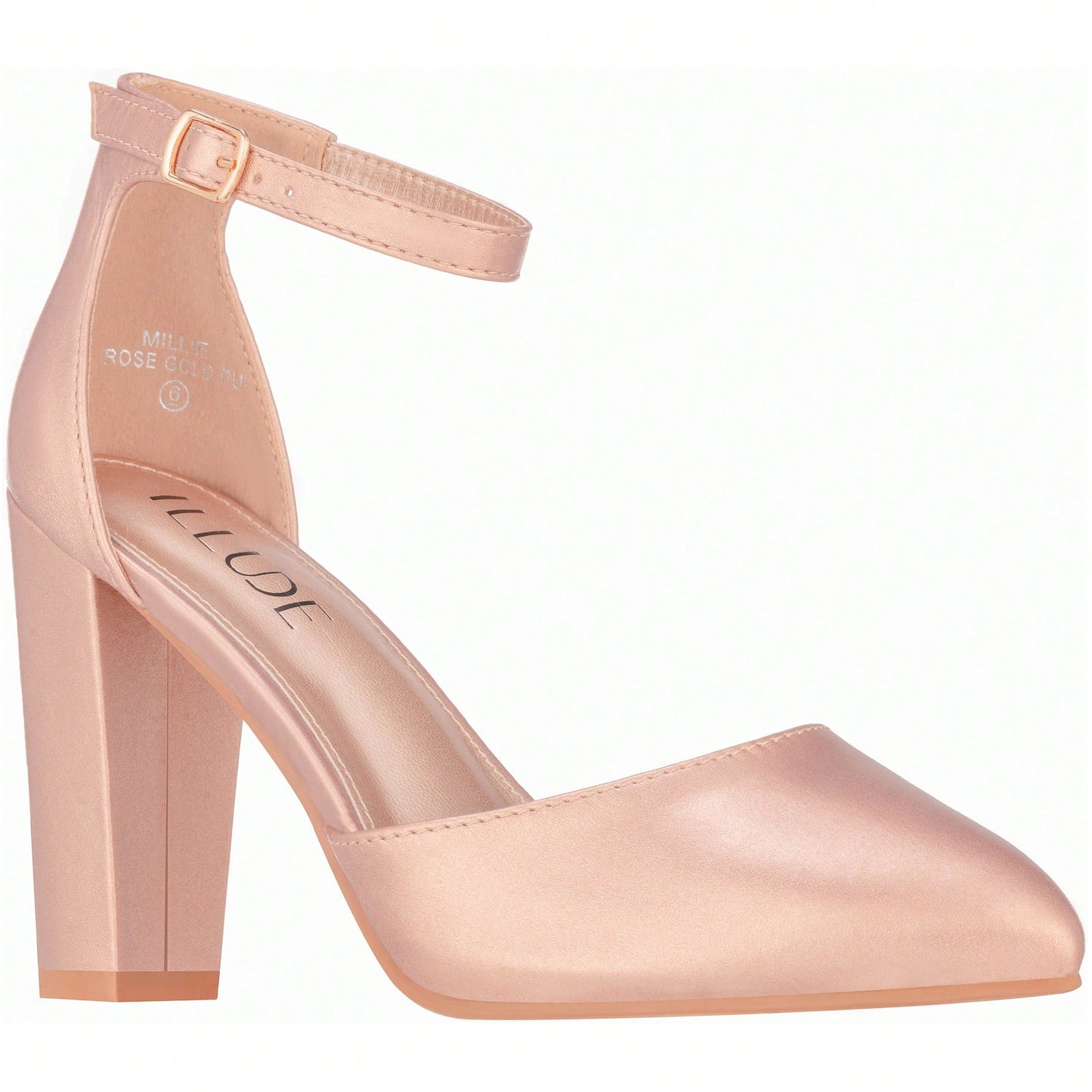 Women Point Toe Chunky Heeled Pumps Ankle Strap Pumps High Heel Ankle Strap Pump