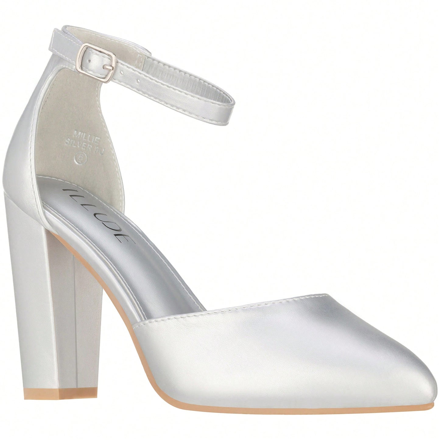 Women Point Toe Chunky Heeled Pumps Ankle Strap Pumps High Heel Ankle Strap Pump