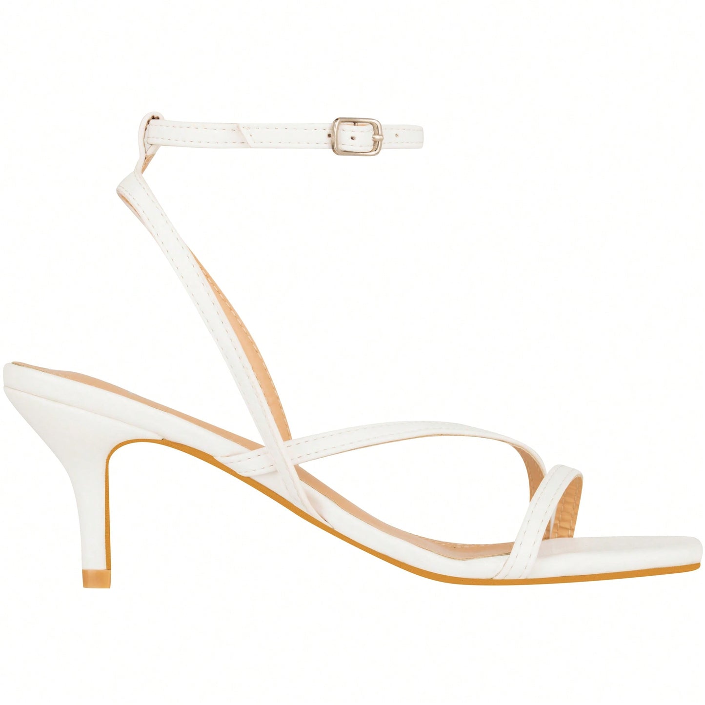 Womens Ankle Strap Sandal Heels Low Kitten Heel Square Toe Strappy Heeled Sandals Suede