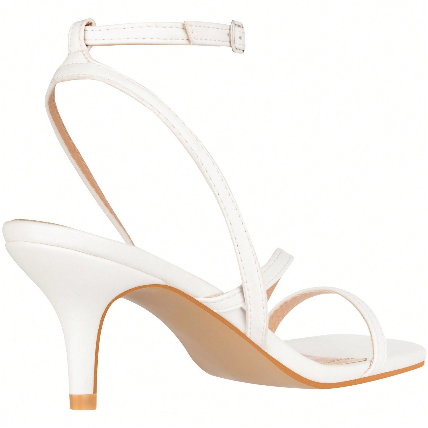 Womens Ankle Strap Sandal Heels Low Kitten Heel Square Toe Strappy Heeled Sandals