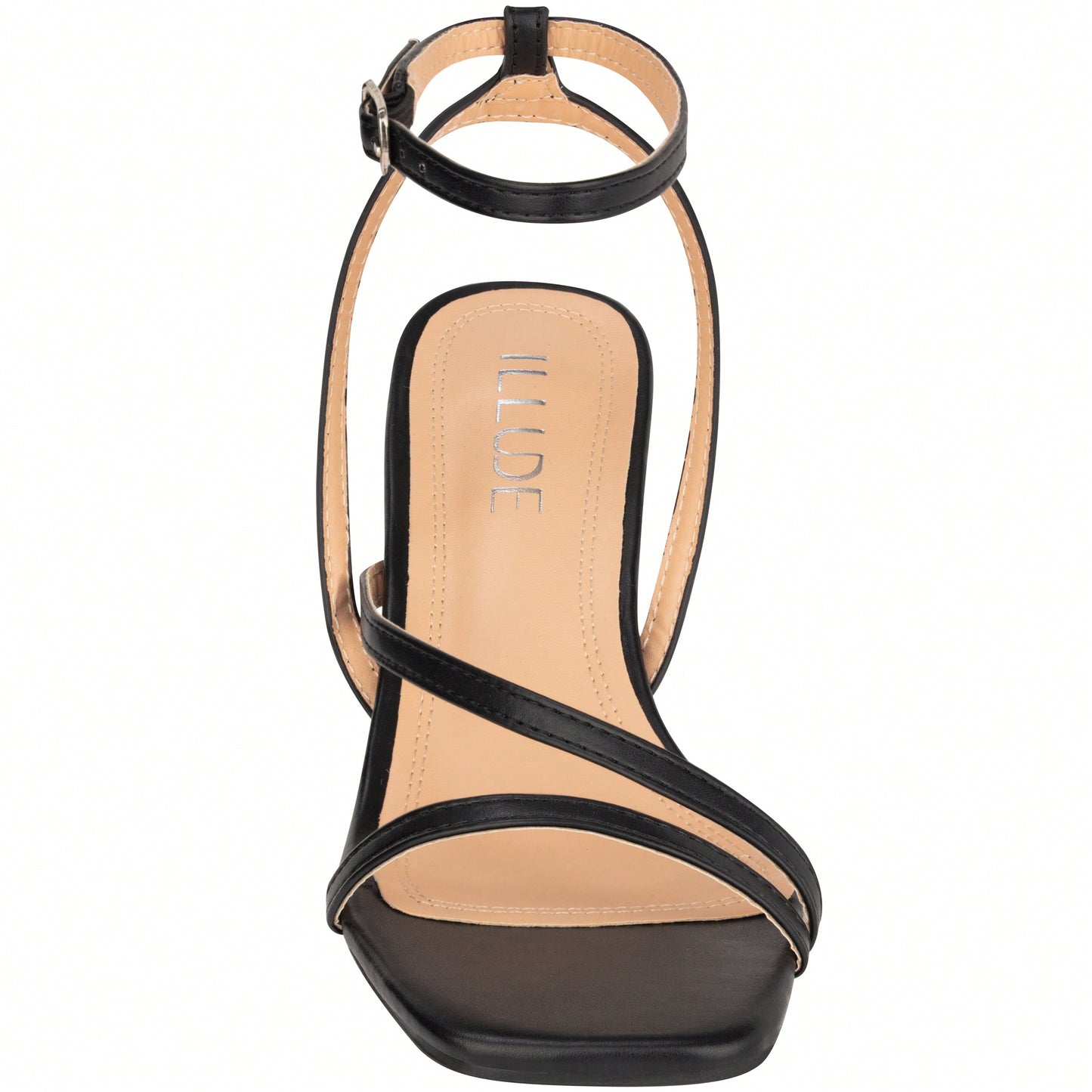 Womens Ankle Strap Sandal Heels Low Kitten Heel Square Toe Strappy Heeled Sandals