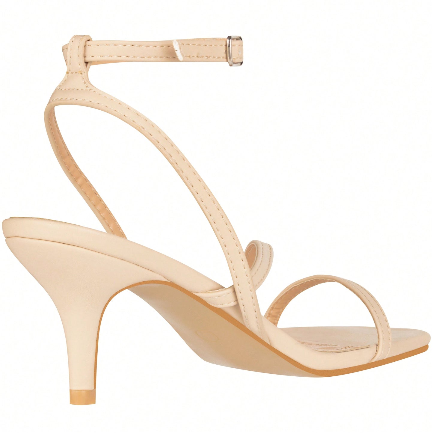 Womens Ankle Strap Sandal Heels Low Kitten Heel Square Toe Strappy Heeled Sandals