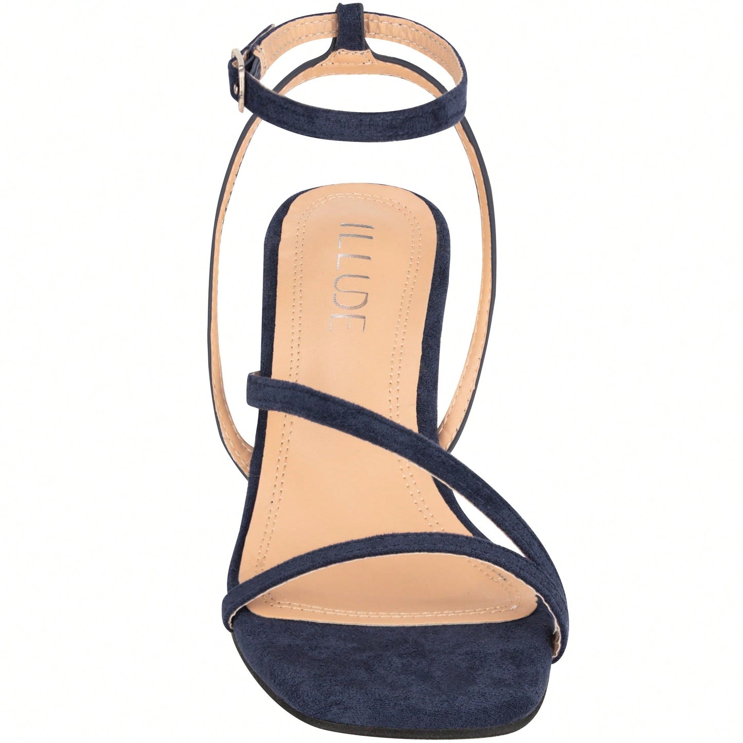 Womens Ankle Strap Sandal Heels Low Kitten Heel Square Toe Strappy Heeled Sandals