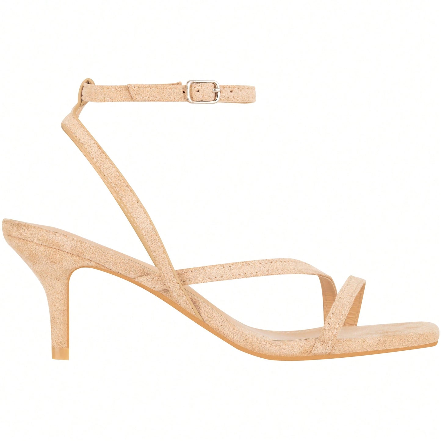 Womens Ankle Strap Sandal Heels Low Kitten Heel Square Toe Strappy Heeled Sandals