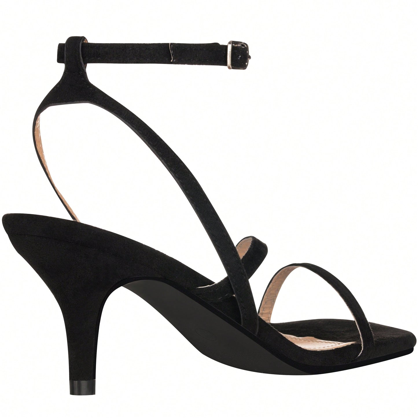 Womens Ankle Strap Sandal Heels Low Kitten Heel Square Toe Strappy Heeled Sandals
