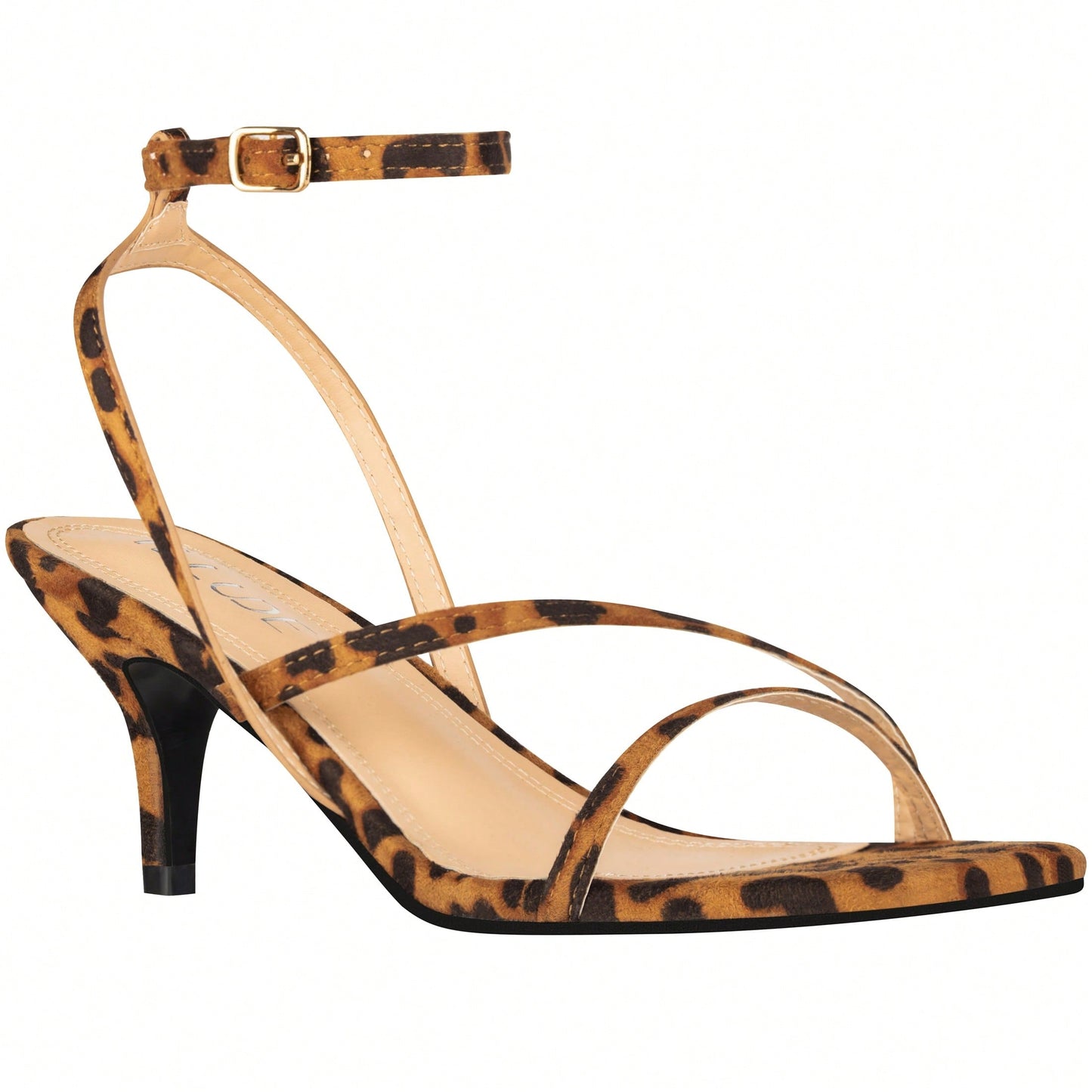 Womens Ankle Strap Sandal Heels Low Kitten Heel Square Toe Strappy Heeled Sandals Suede