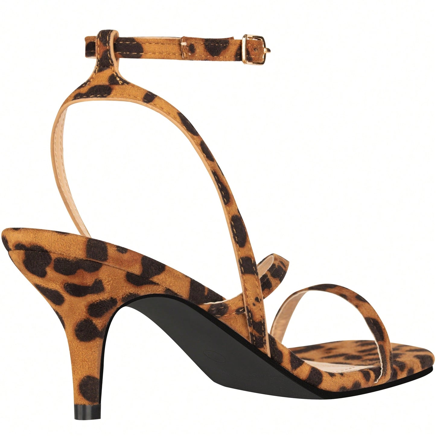 Womens Ankle Strap Sandal Heels Low Kitten Heel Square Toe Strappy Heeled Sandals