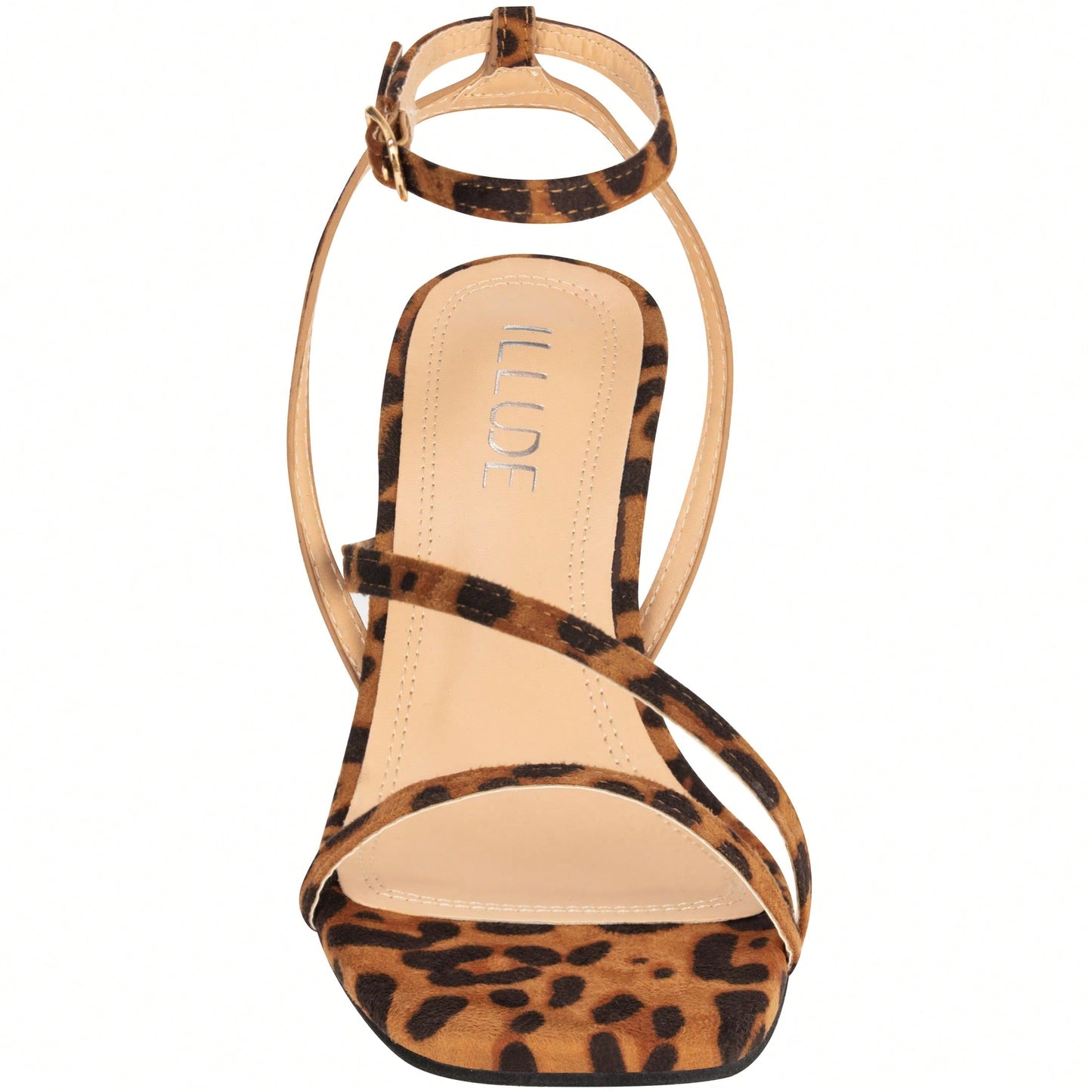 Womens Ankle Strap Sandal Heels Low Kitten Heel Square Toe Strappy Heeled Sandals Suede