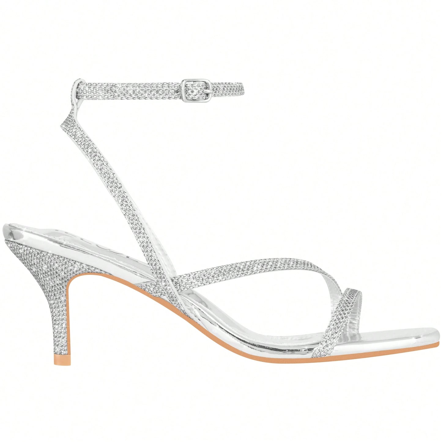 Womens Ankle Strap Sandal Heels Low Kitten Heel Square Toe Strappy Heeled Sandals