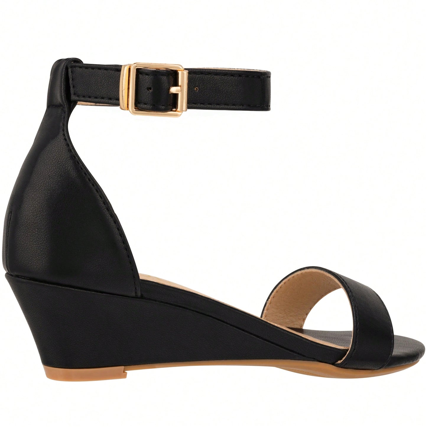 Women's Adjustable Ankle Strap Open Toe Low Wedge Sandal Comfortable Platform Heeled Sandals Suede