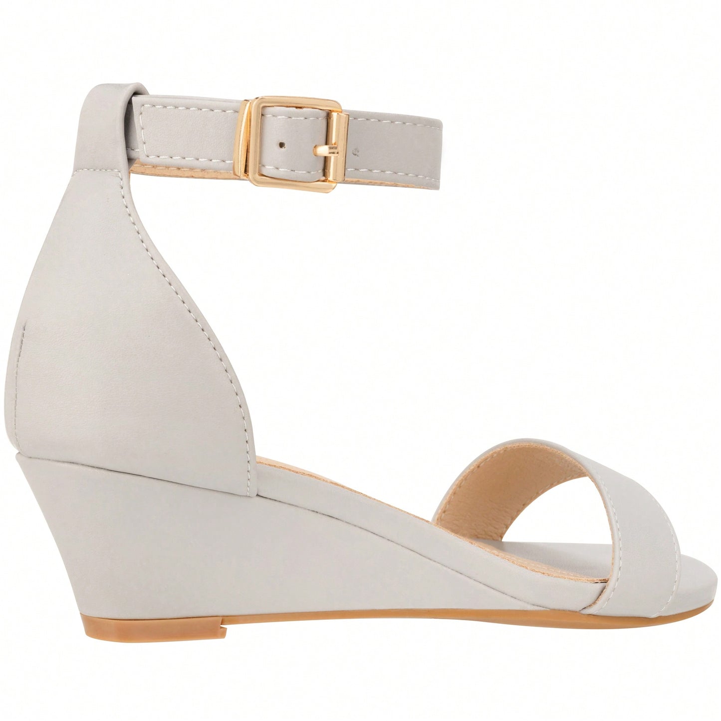 Women's Adjustable Ankle Strap Open Toe Low Wedge Sandal Comfortable Platform Heeled Sandals Suede