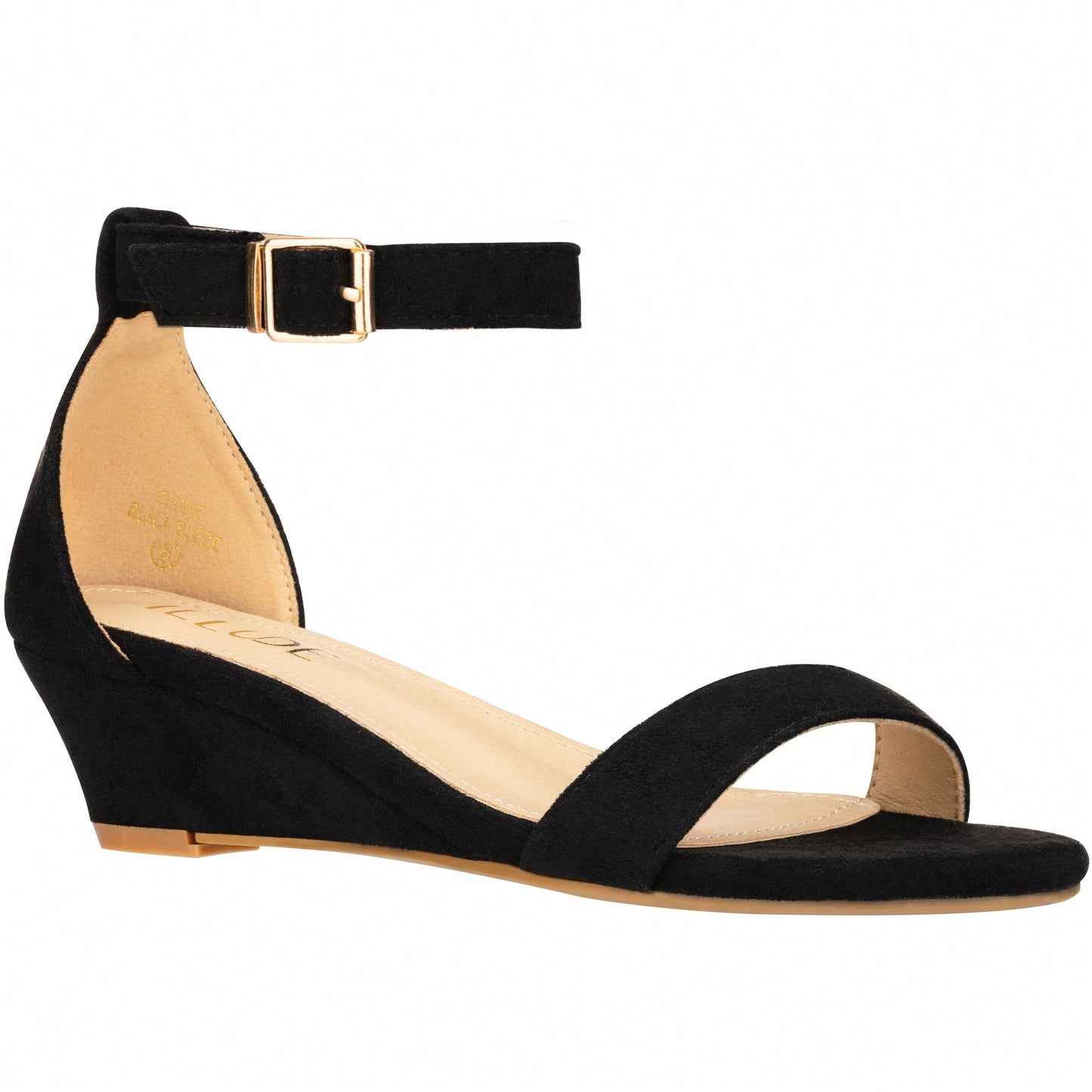 Women's Adjustable Ankle Strap Open Toe Low Wedge Sandal Comfortable Platform Heeled Sandals Suede