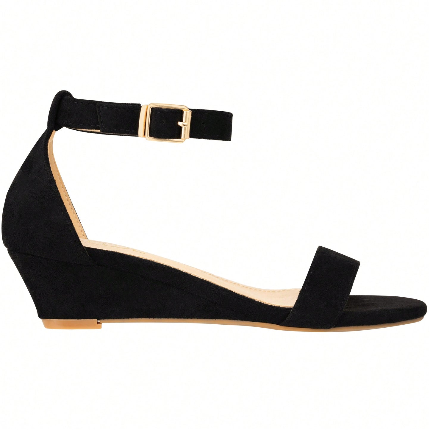 Women's Adjustable Ankle Strap Open Toe Low Wedge Sandal Comfortable Platform Heeled Sandals Suede