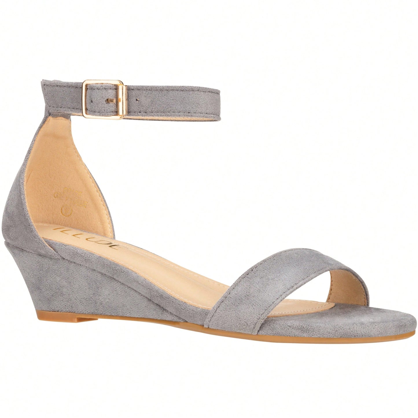 Women's Adjustable Ankle Strap Open Toe Low Wedge Sandal Comfortable Platform Heeled Sandals Suede