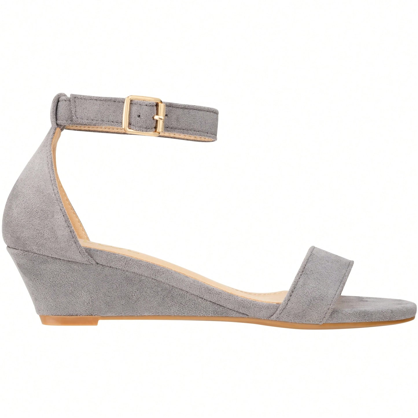 Women's Adjustable Ankle Strap Open Toe Low Wedge Sandal Comfortable Platform Heeled Sandals Suede