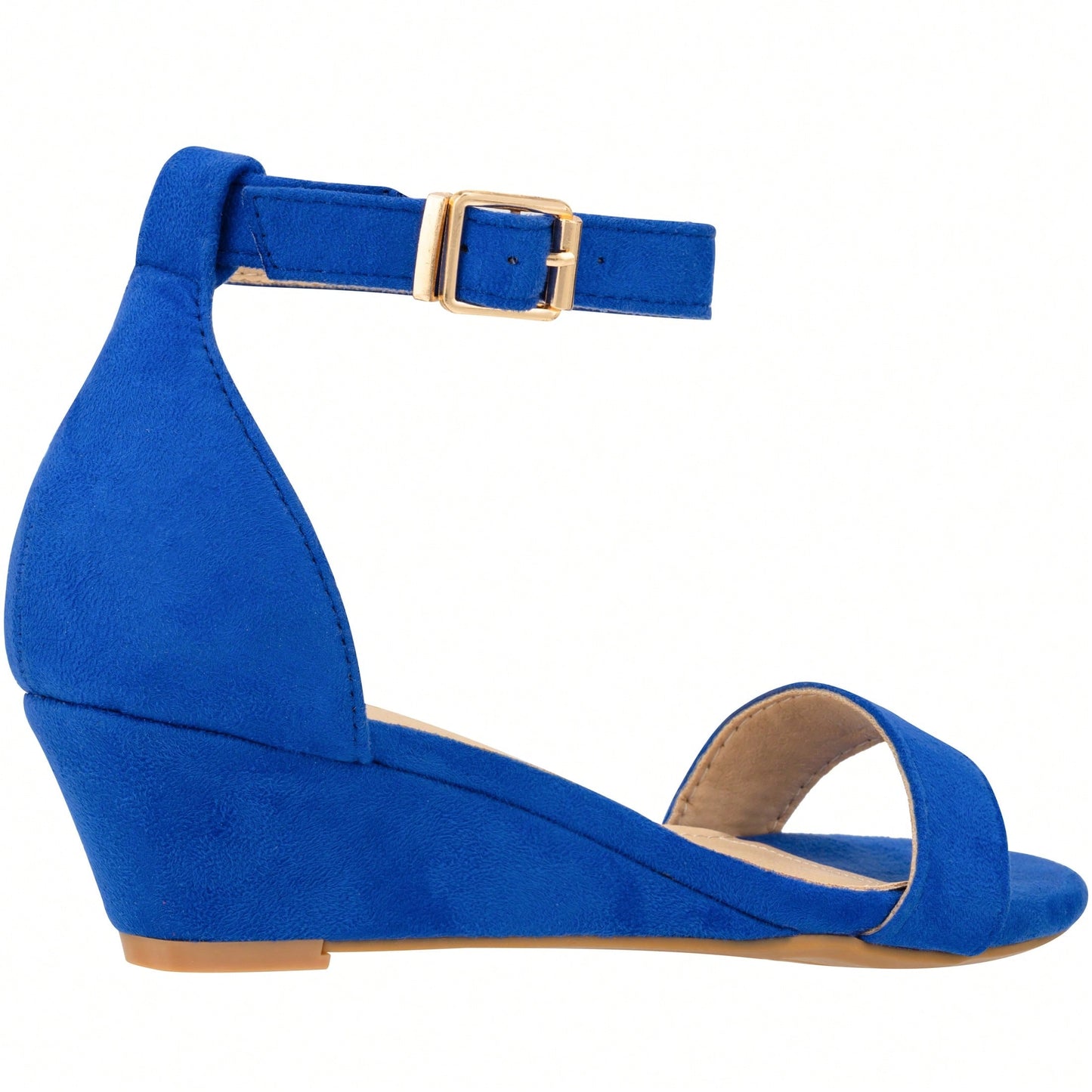 Women's Adjustable Ankle Strap Open Toe Low Wedge Sandal Comfortable Platform Heeled Sandals Suede